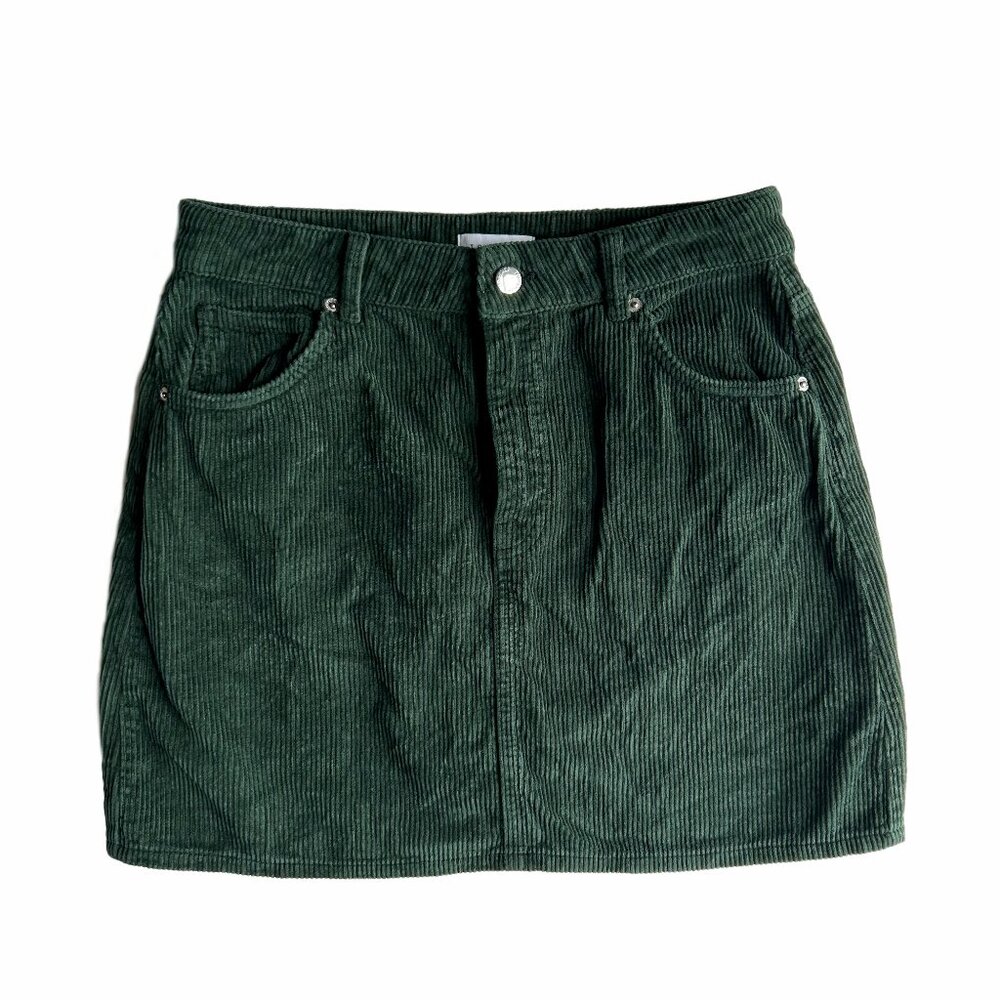 TOPSHOP Dark Green Corduroy Skirt 8